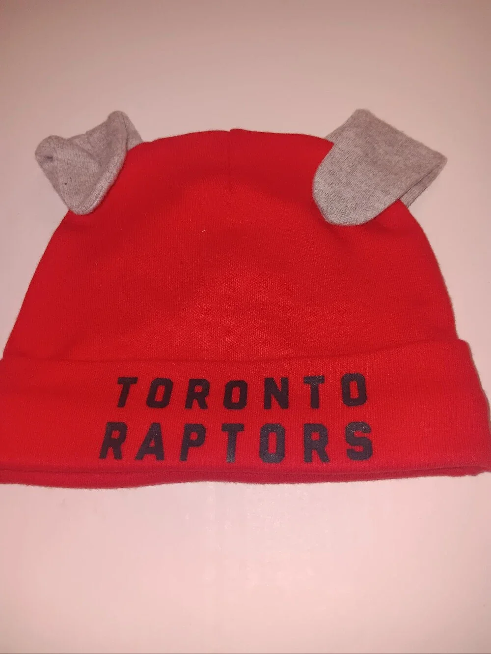 TORONTO RAPTORS NEW BORN GREY FOLDED EARS BEANIE HAT